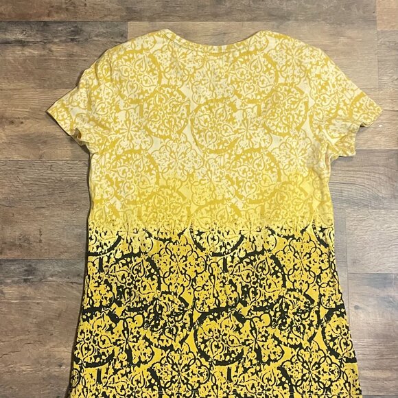 STYLE & CO Women’s Yellow Ombre Print Short Sleeve Top - Picture 3 of 3